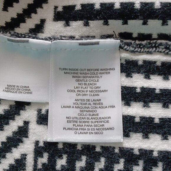 Anne Klein Black White Glen Plaid Knit Coat - Picture 9 of 16